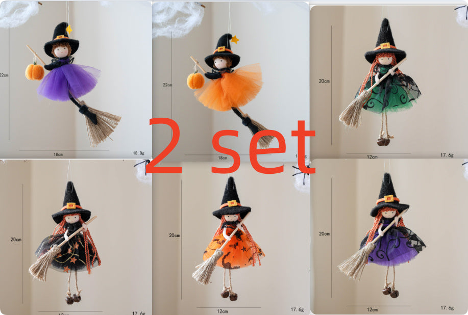 Halloween Decoration Broom Girl Angel Pendant